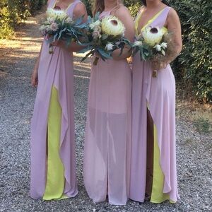 BCBGMaxAzria Asymmetrical Pink and Yellow Dress